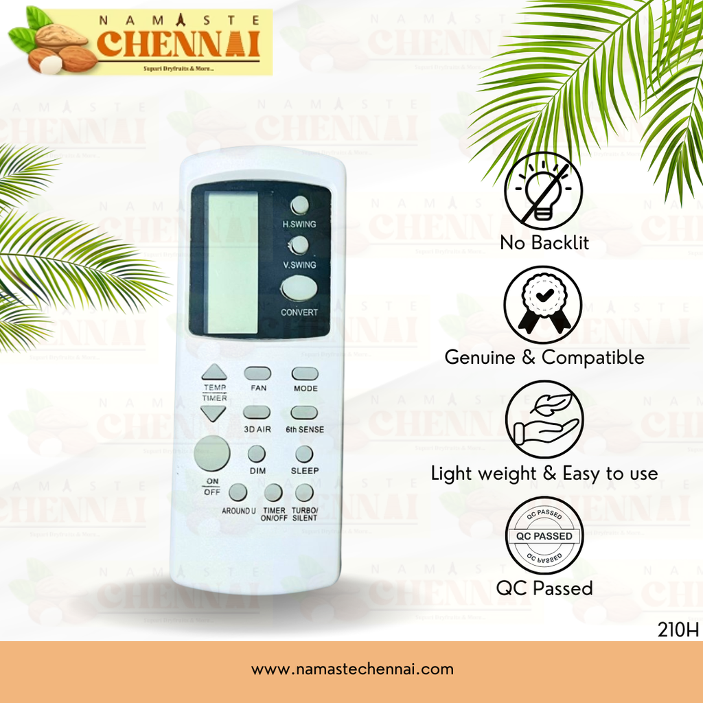 NC Compatible Remote for Whirlpool AC | Model 210H | No Backlit | Match exactly with old remote for Better Performance