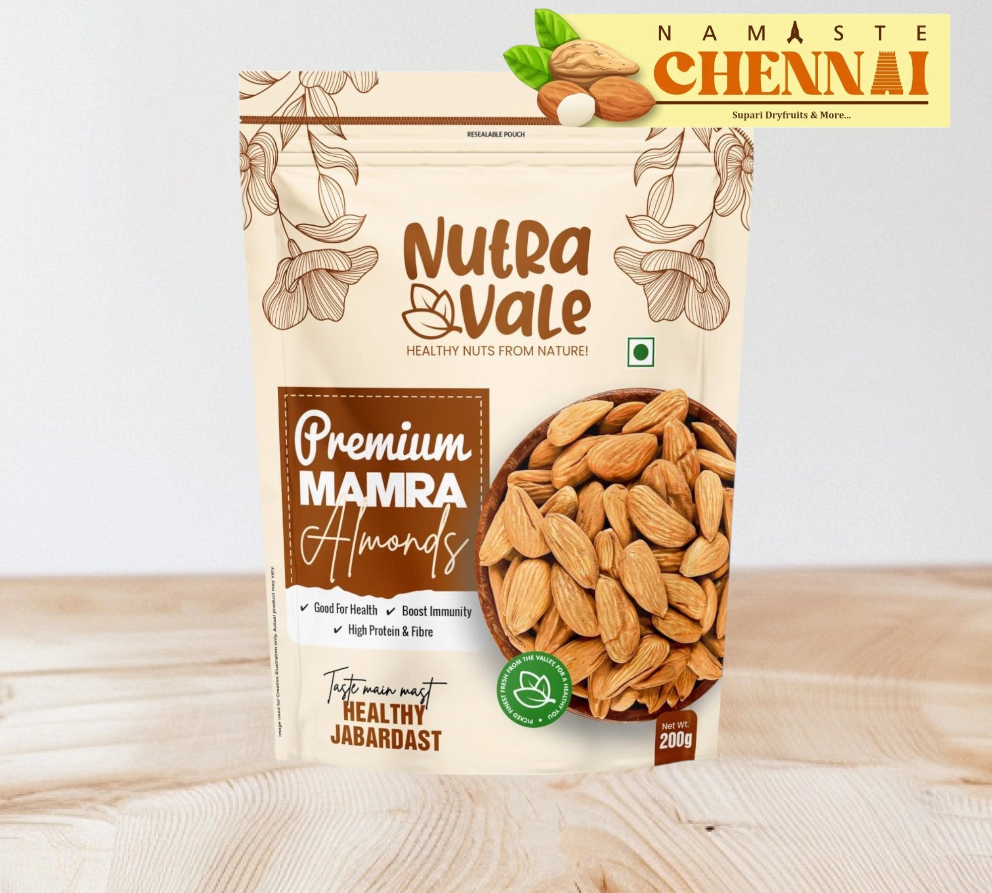 nutra-sweet Images High Quality Grahic Nutra Vale - Premium Mamra Almond - 200g – Namaste Chennai