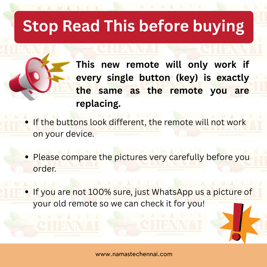 NC Compatible Remote for Whirlpool AC | Model 210H | No Backlit | Match exactly with old remote for Better Performance